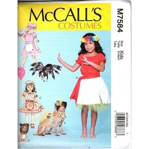 McCalls Costumes M7584 Girls 3 to 8 and Dog S to XXL Sewing Pattern New
